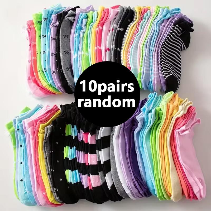 10/20 пар случайная отправка носки с принтом сердечек, конфетного цвета носки до щиколотки на День святого Валентина, женские чулки и носки