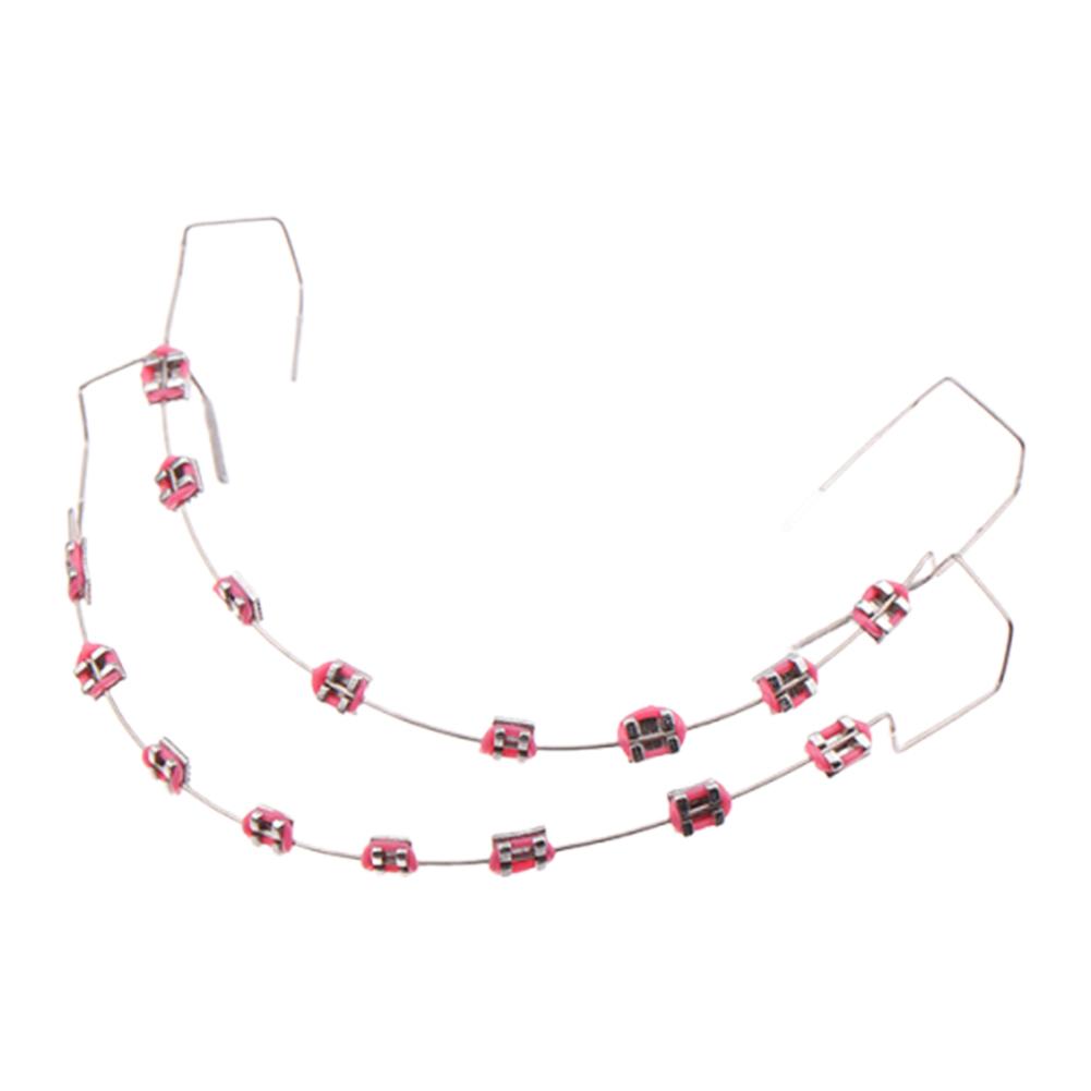 1 пара стоматологических фейковых брекетов с коробкой для хранения Временное украшение зубов Металлические дуги Брекет Ортодонтические лигатурные резинки Стоматологический инструмент