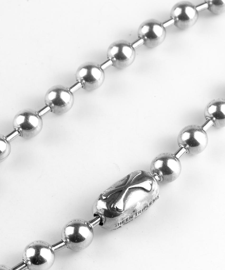 Sheen666 Cross Bone Ball Chain Silver Necklace 8Mm