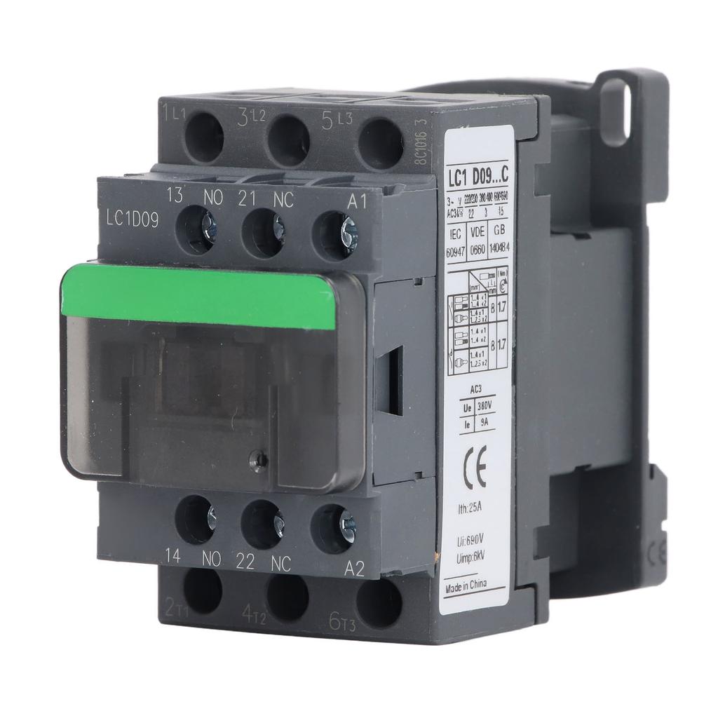 Low Voltage AC Contactor 1 Normally Open 1 Normally Closed LC1D09 Electronic Contactor 9A 380V Rated