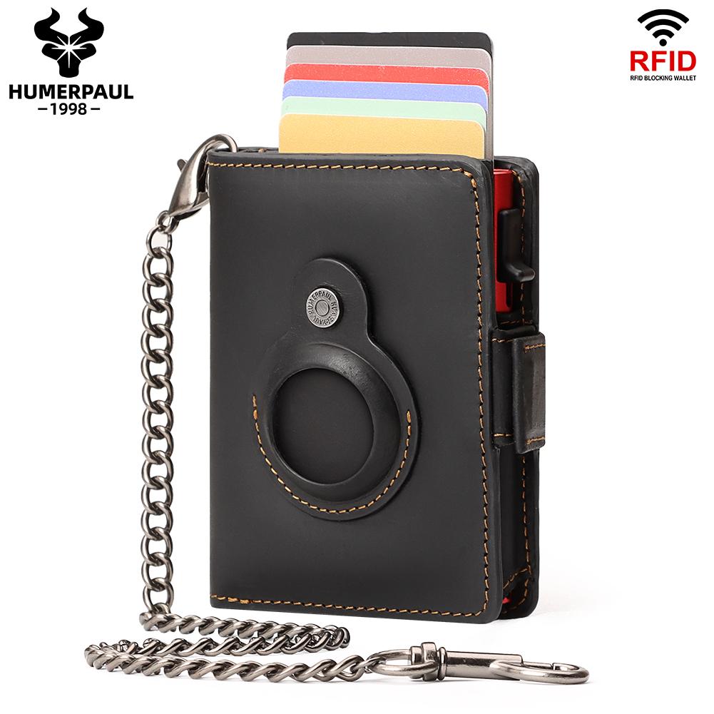 Humerpaul Leather Wallet Credit Card Wallet With Airtag Pocket