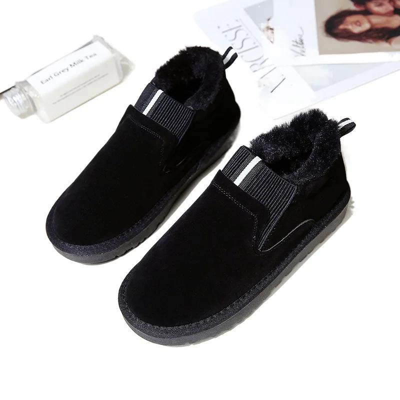 Женские зимние ботильоны 2024 Зимние Новые Противоскользящие На шнуровке с Плюшевой Толстой Подошвой Студенческие Хлопковые Ботинки Ботинки на Платформе