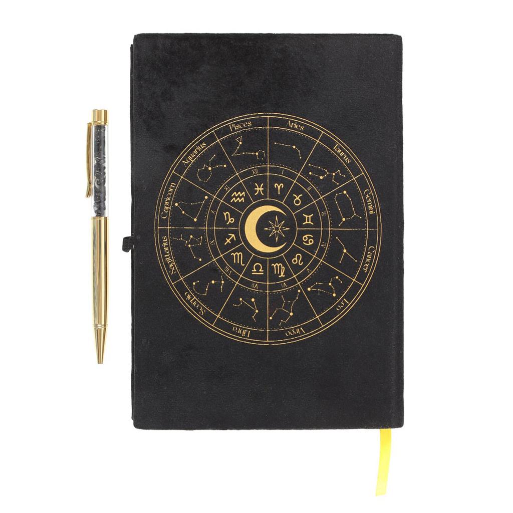 Something Different Astrology Wheel Obsidian Notebook & Pen Set