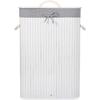 Panier À Linge - SPRINGOS - 72L - Bambou Naturel - Blanc - Style Scandinave Moderne