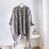 Ethnic Style Knitted Poncho Cape Vintage Bohemian Tassel Cloak Warm Shawl Travel Coat Cardigan Sweater