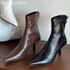 Pointed Toe Women Ankle Boots Sexy High Heels Leather Shoes 2025 Trend Winter Fashion New Pumps Gladiator Chelsea Botas Mujer