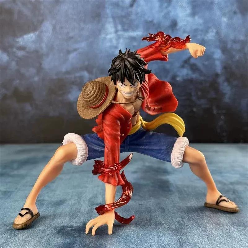 One Piece Red Coat And Straw Hat Battle Style Luffy Anime Action Figures Pvc Statue Collection Model Toy Birthday Ornamen Gifts
