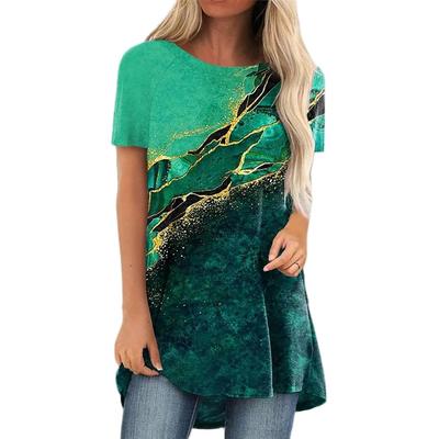 Женские футболки Harajuka с нерегулярным принтом и короткими рукавами, летние дизайнерские повседневные свободные футболки с круглым вырезом, женские топы Femme