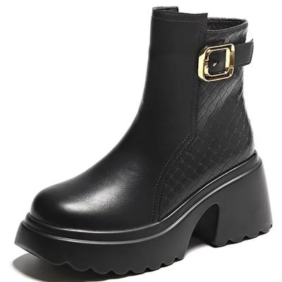 Модные ботинки «Челси» с круглым носком на платформе, женская обувь в британском стиле, весна-осень, удобная толстая подошва, нескользящие короткие ботинки, бесплатная доставка