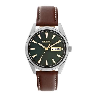 Часы Seiko Кварцевые Зарубежная Модель Зеленый Циферблат Кожа Теленка SUR449P1 Мужские