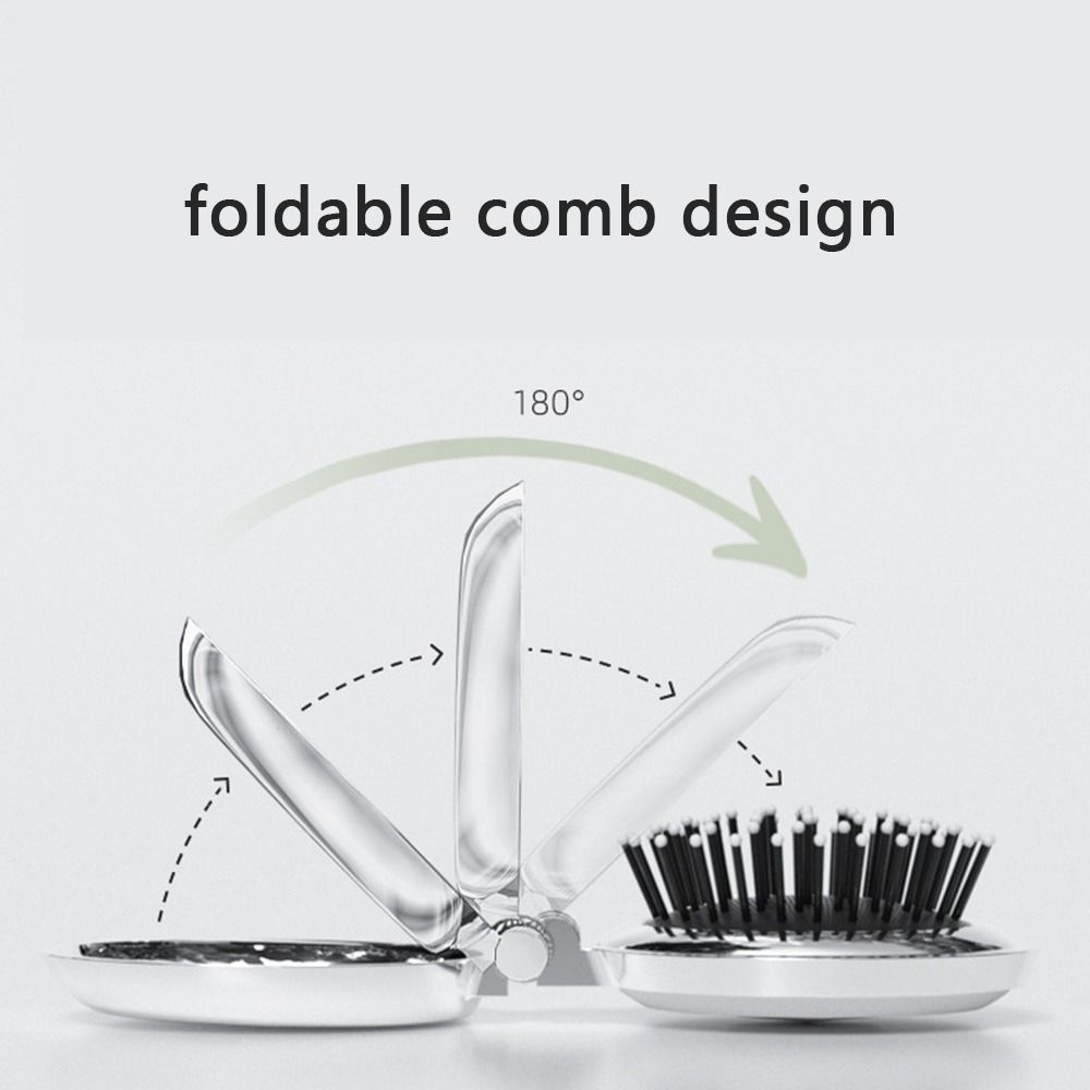 Round Pocket Mirror with Comb Dual Use Massage Hair Brush Simple Folding Air Bag Comb  Travel
