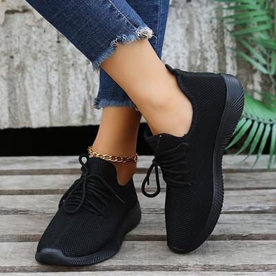 Летние новые весенне-летние осенние универсальные женские туфли на плоской подошве, трендовая повседневная обувь из летящего трикотажа