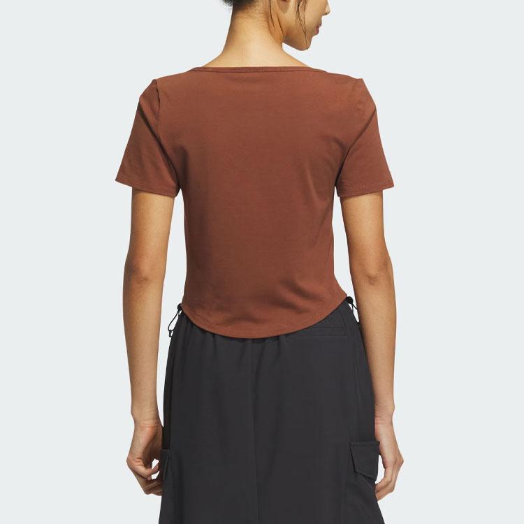 adidas Женские футболки-корсеты Originals с однотонным логотипом, коричневые IX1908