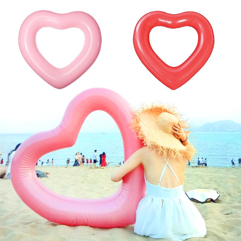 1PC Inflatable Swimming Ring Water Swimming Pool PVC Swimming Ring Photo Props Love Swimming Circle Red 90/120cm