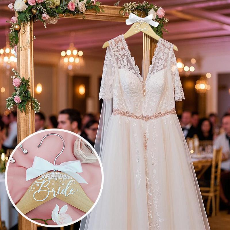 1 шт. Ленточная вешалка-бантик с жемчужными акцентами, свадебная вешалка, девичник, деревянные свадебные вешалки, подарки жениху и невесте 38 см