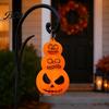 Pumpkin Light with LED Halloween Stacking Light, Light-up Decoration for Horror Party, Glowing Hanging Ornament Metal Ring Outdoor Decor