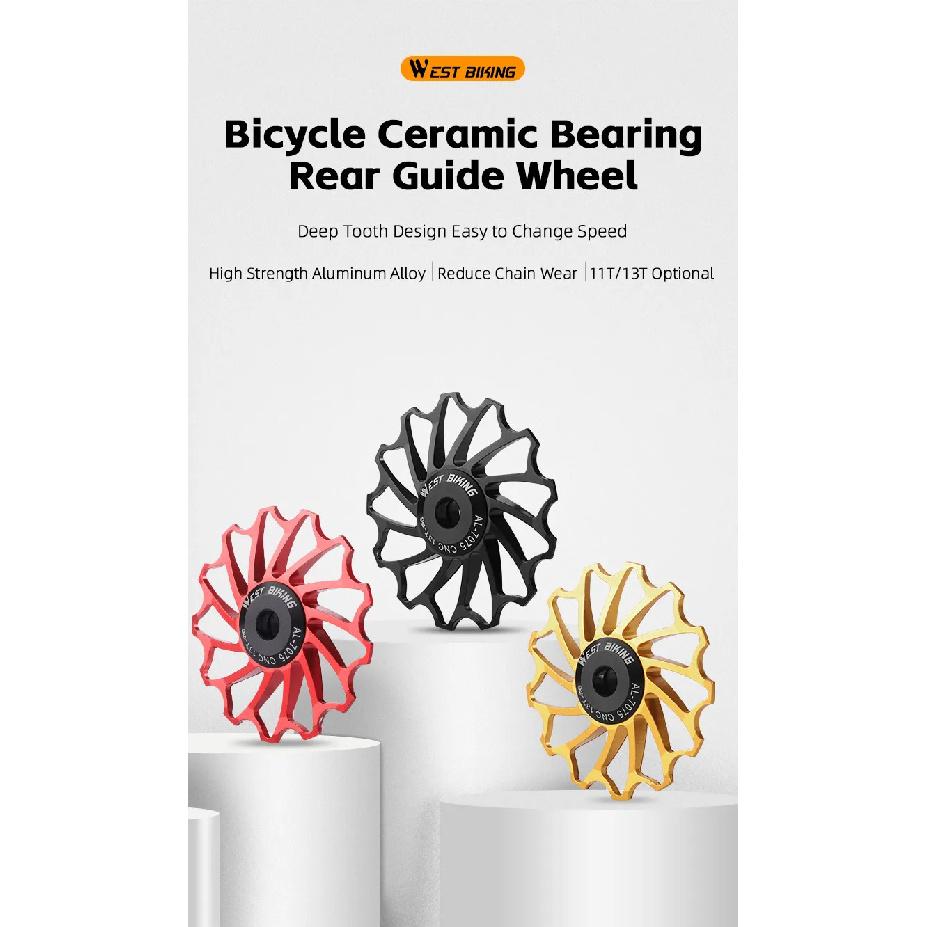 WEST BIKING MTB Road Bike 11T 13T Rear Derailleur Pulley Guide Wheel Support 8-11 Speed Bicycle Guide Roller Idler 4/5/6mm