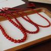 Natural Red Agate Beaded Necklace Women Vintage Round Carnelian Choker Necklaces Elegant Daily Wear Jewelry