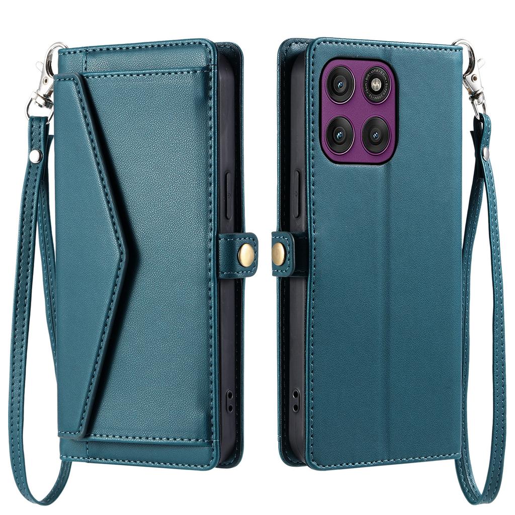 For Motorola Moto G86 5G Leather Case with Wrist Strap Wallet Stand Phone Cover