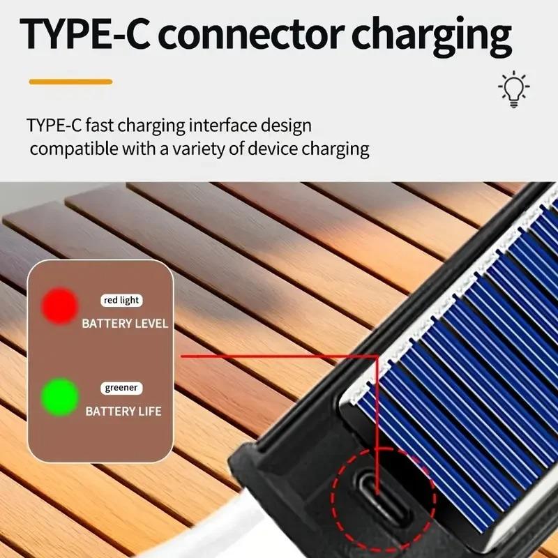 Светодиодный кемпинговый фонарь, с USB-зарядкой, для палатки, с зажимом, на солнечной литиевой батарее, не меняет цвет, кемпинговый фонарик