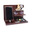 Phone Holder Stable Multifunctional Wooden Phone Organizer Key Wallet Watch Storage Shelf for Bedside Table