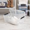 Stackable Plastic Storage Bin with Lid Large Container Durable Tote Organizing Home Office Garage Toys Clothes Crafts