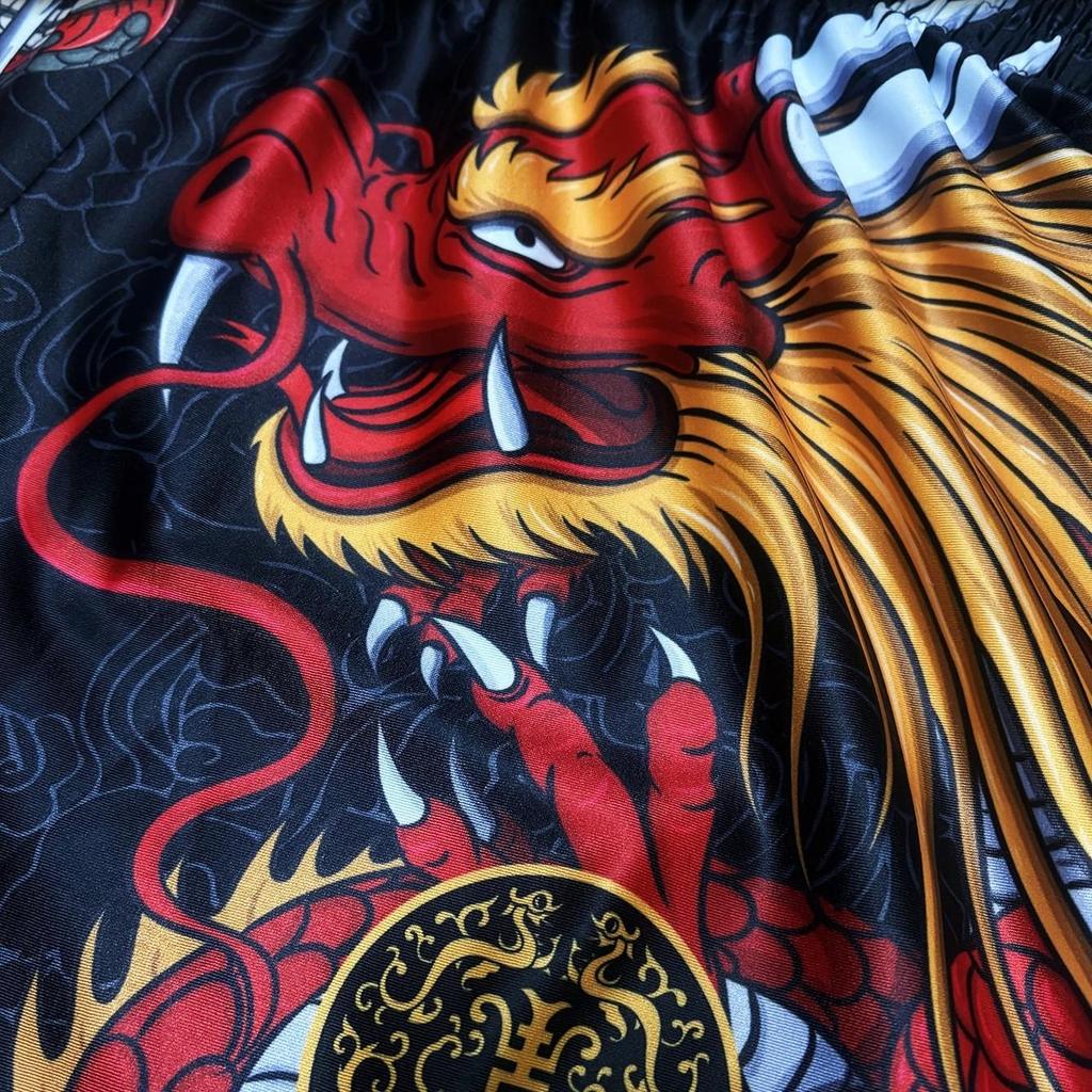 Twin Dragons Muay Thai Kickboxing Boxing MMA UFC Casual Shorts Gym Sport Unisex Men Women Workout Quick Dry Print Elastic High Waist Training