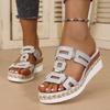 Summer New Large Size Slope Heel Cool Slippers Women's Fashion Buckle with Platform Sandals