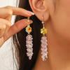 Long Exaggerated Grape String Exquisite Crystal Earrings, Light Luxury Temperament Zircon Crystal Earrings Korean High-end Sense
