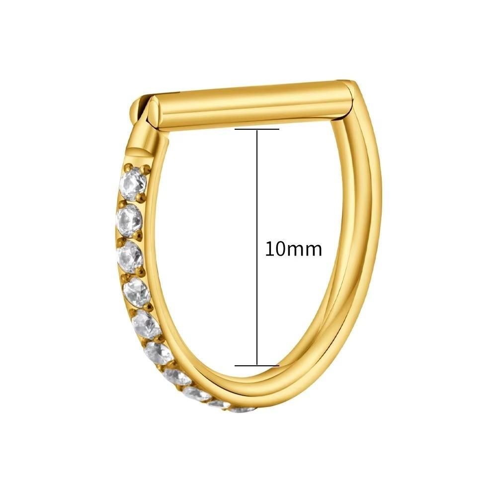 CZ 16G Septum Ring D Shape Body Piercing Jewelry Nose Ring Hoop Conch Helix Piercing