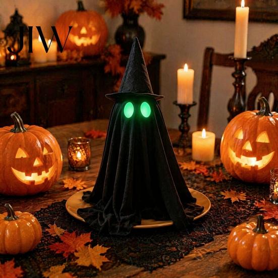 Spooky Party Decorations for Festival Halloween Ghost Decoration, Glow in The Dark Standing Ghost, Realistic Decor Small Black Fabric Tabletop,