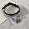 Crystal Butterfly Pendant Necklace Belt Twined Women Accessory Punk Gothic Metal Choker  Ladies