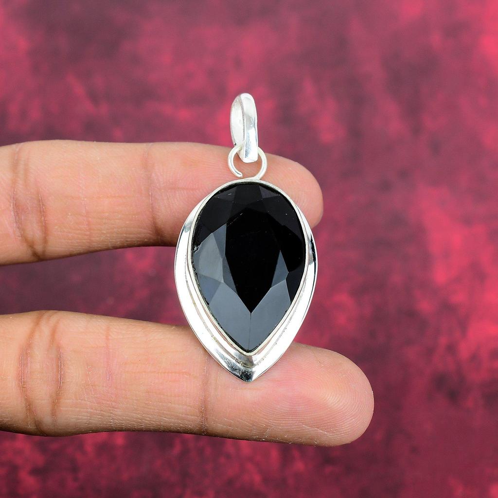Подвеска из черной шпинели, подвеска из стерлингового серебра 925 пробы, ювелирные изделия ручной работы из драгоценных камней, подарки для жены, совершенно новая подвеска