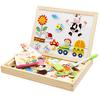 Cartoon Puzzle Toys Wooden Magnetic 3D Puzzles Figure/Animals/ Vehicle /Circus Puzzle With Drawing Board Kids Educational Toys