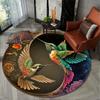 Vibrant Hummingbird Yin Yang Circular Rug, Artistic Non-Slip Floor Mat for Living Room & Home Decor