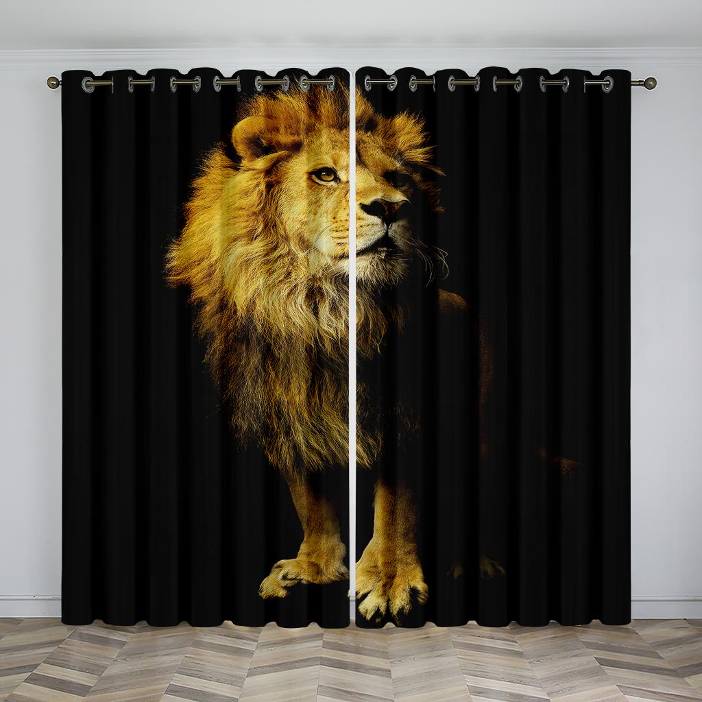 Wild Lion Animal Free Shipping Window Curtains Blinds For Living Room Kid's Bedroom Bathroom Kicthen Office Door Home Decor2Pcs