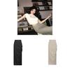 Cotton Blend Asymmetric Midi Skirt With Pleats For Elegant Ladies Spring Summer Wear