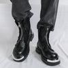 Men’s Thick Sole Platform Punk Boots Elevator Street Style Big Head Motorcycle Boots High Boots Plus Size