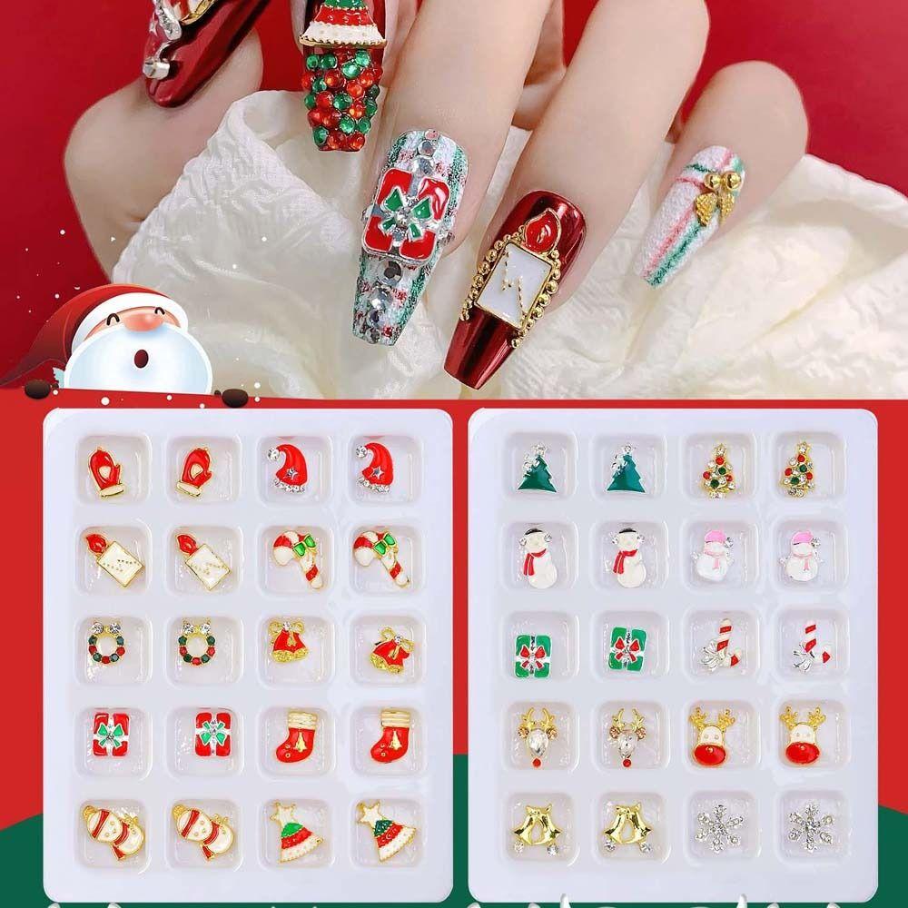 20Pcs/set Nail Supplies Christmas Nail Decorations Christmas Nail Accessories Manicurist