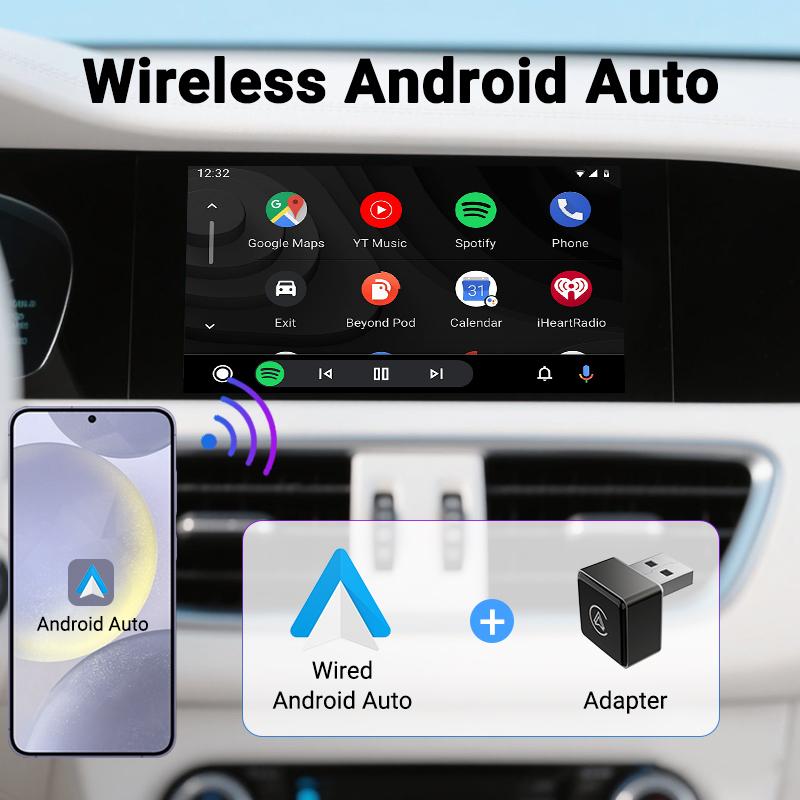 Новое обновление Универсальный беспроводной адаптер CarPlay/Android Auto Подключи и работай Обновление по воздуху Bluetooth Wi-Fi Быстрое подключение Подходит для 99% автомобилей