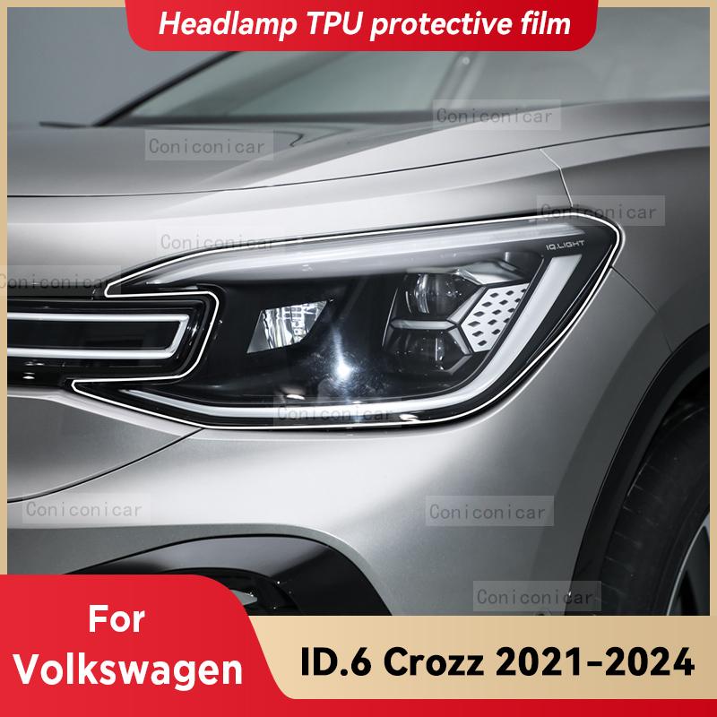 For Volkswagen ID.6 Crozz 2021-2024 Car Headlight Transparent TPU Protective Cover Film Front Light Tint Change Color Sticker