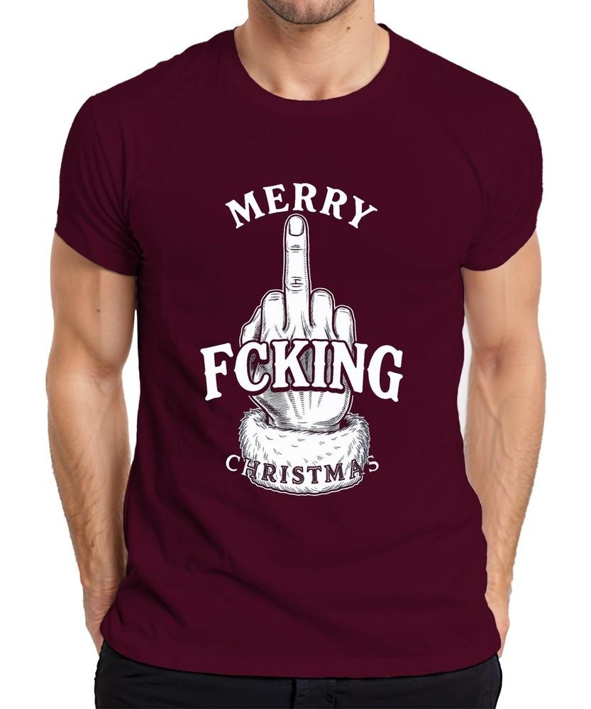 Merry Fucking Christmas Middle Finger Sarcastic Christmas Cheeky Unisexs TShirt
