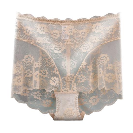 Женские кружевные трусики, сексуальные сетчатые прозрачные трусы с высокой талией, мягкое эластичное хлопковое нижнее белье