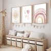 Bohemian Style Rainbow Series Canvas Painting Pink Sun Love Heart Cosy Wall Art Girls Bedroom Trend Decoration Unframed Poster