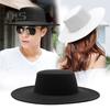 Женская шляпа в стиле ретро с большими широкими полями, фетровая шляпа в стиле фетрового дерби, однотонная, для свадьбы, выпускного, вечеринки, поездок на работу, с плоским верхом