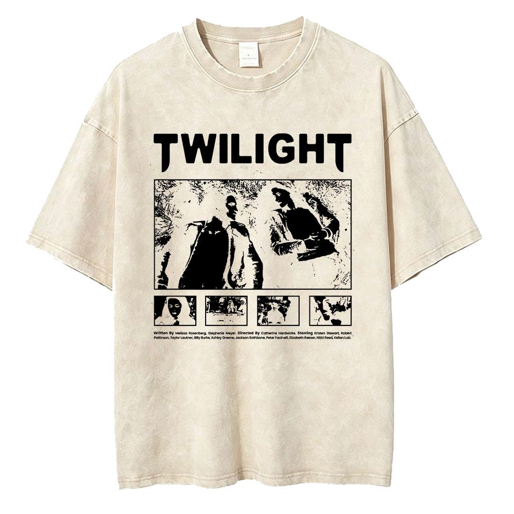 Twilight Saga Edward Cullen Bella Swan Vampire Werewolf Vintage Washed Short Sleeve Tshirts Unisex Unisex Clothing Cotton T Shirts