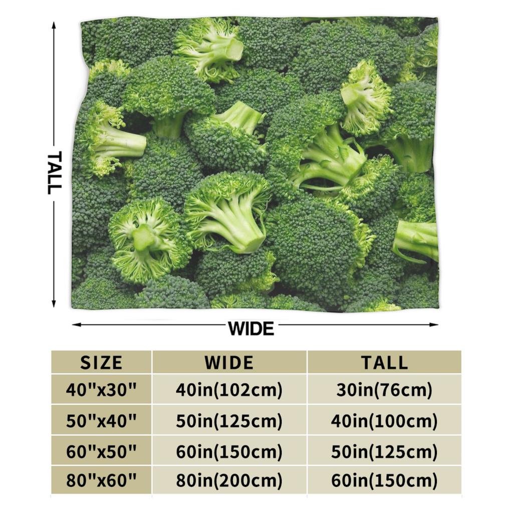 Delicious Food Pattern Broccoli Blankets Coral Fleece Plush Decoration 3D Breathable Soft Throw Blanket for Bedroom