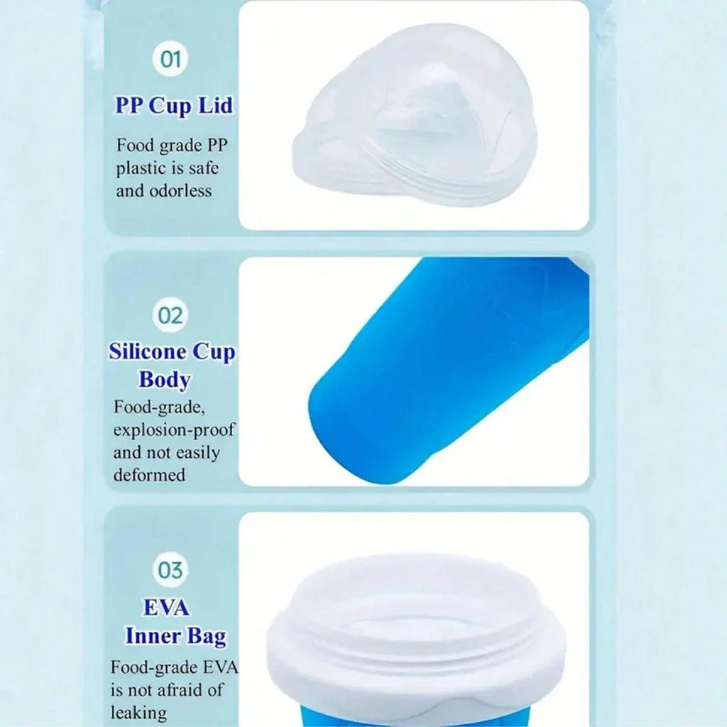 1 шт. стакан для смузи, молочного коктейля, мороженого, замороженный силиконовый стакан для сжимания, портативный, для самостоятельного приготовления сока, бутылка для молочного коктейля, детский подарок, инструмент