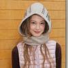 Fair Isle Style Ear Protection Hat Scarf Cap Winter Cap Warm Hooded Hat  Outdoor