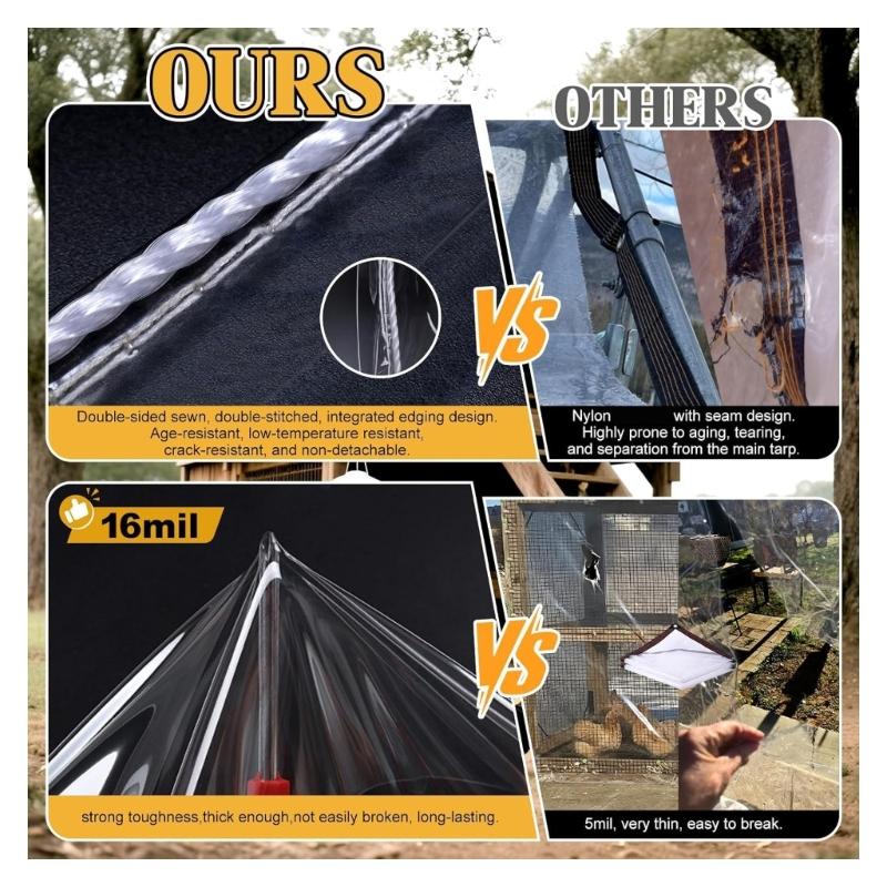 Durable PVC Chicken Coops Cover With Rope Reinforced Edges For Outdoor Poultry Shelter And Winter Insulation